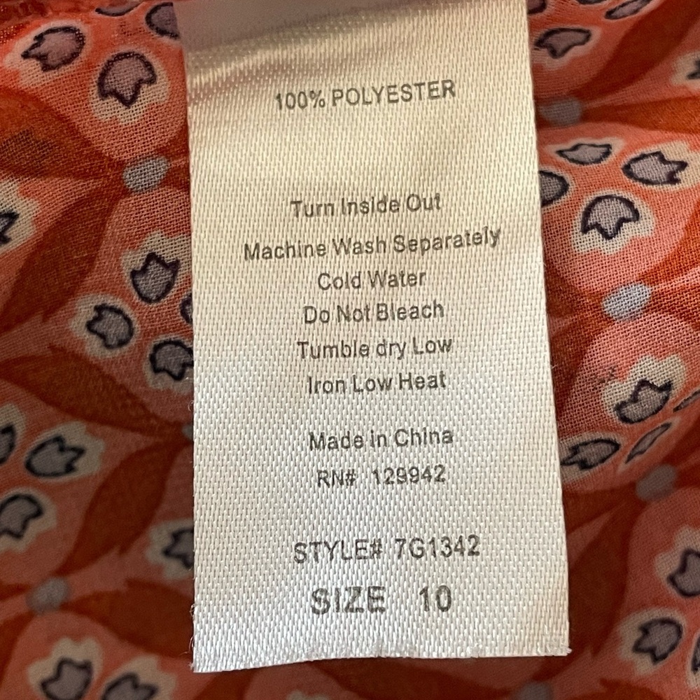 btween Pink Orange Smocked Ruffled Sundress long sleeve Dress Size 10 - Picture 10 of 10